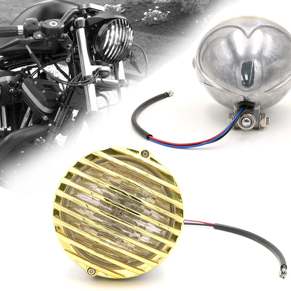 

5 inch Motorcycle LED Finned Grill Headlight for Cafe Racer Bobber XS650 CB750
