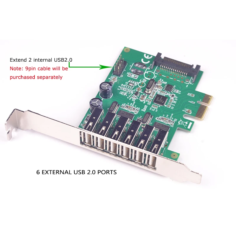 6 портов USB 2,0 PCIE PCI-e концентратор плата расширения PCI-Express карта PCI-e 1x USB 2,0 USB2.0 к PCIe express PCI e адаптер