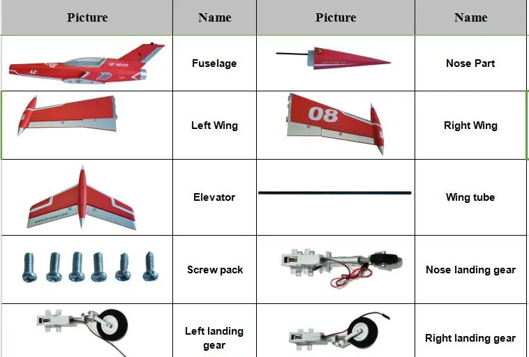 Бриллиантовые детали: корпус нос левое крыло правое Лифт трубка для крыла