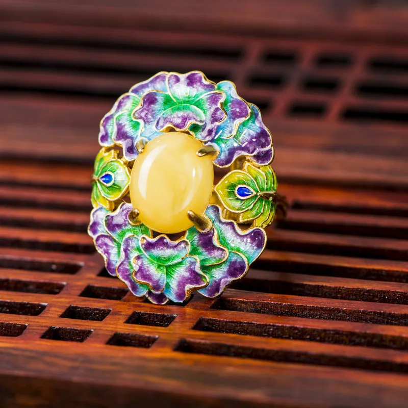 Кольцо из тайского серебра S925 пробы с натуральным пчелиным воском|Кольца| |