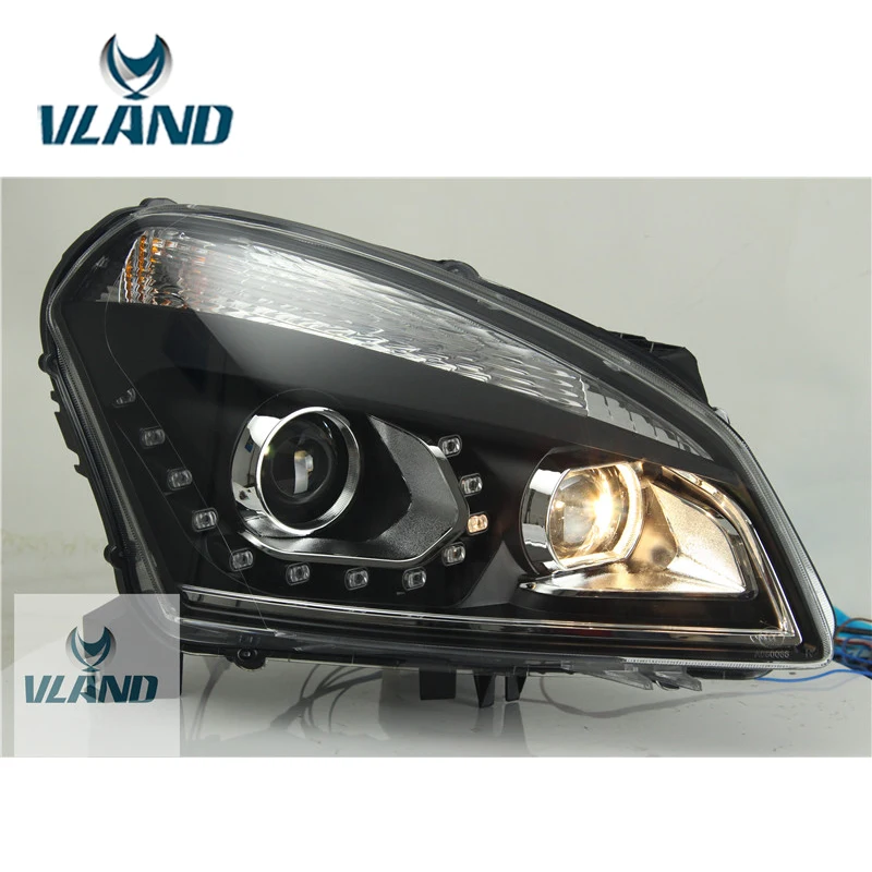 VLAND завод для автомобиля светильник Qashqai головной 2011 2015 светодиодный с DRL H7 Xenon Bi