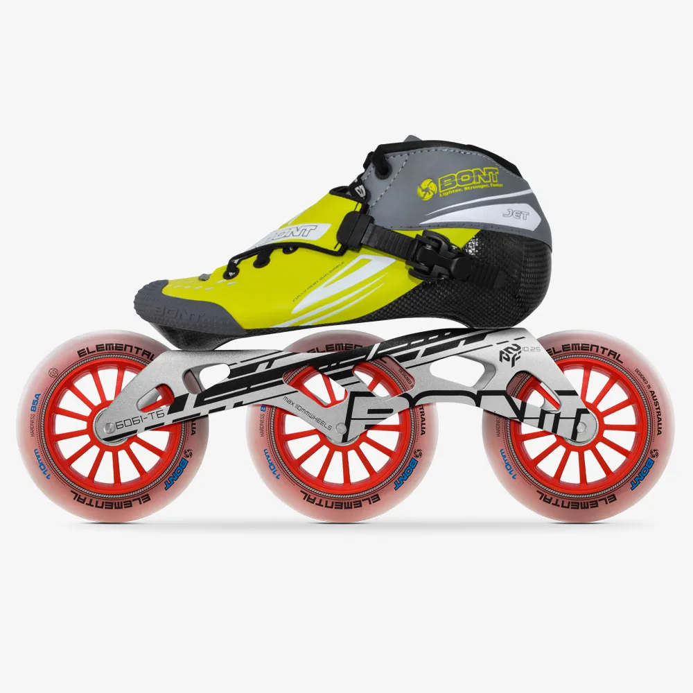 Оригинальные роликовые коньки Bont Jet speed, Размер 29-40, теплопроницаемая рама из углеродного волокна, 3*110 мм, электрические колеса, гоночные патины