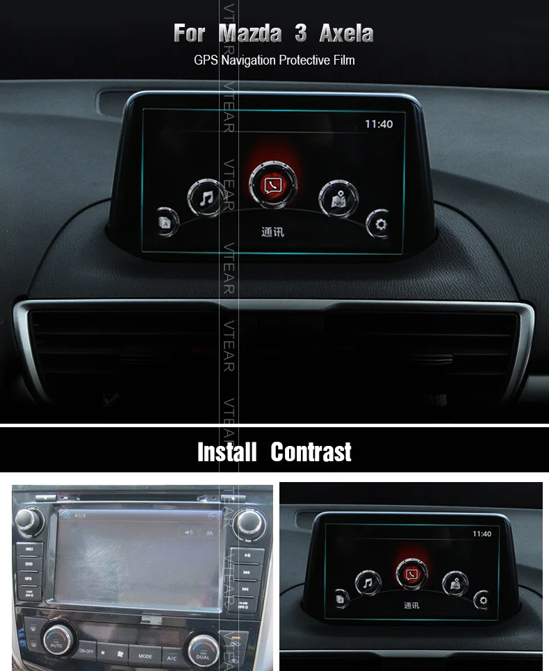 Vtear для Mazda 3 Axela gps Навигация экран стальной материал Защитная пленка для ЖК-экрана пленка наклейка аксессуары