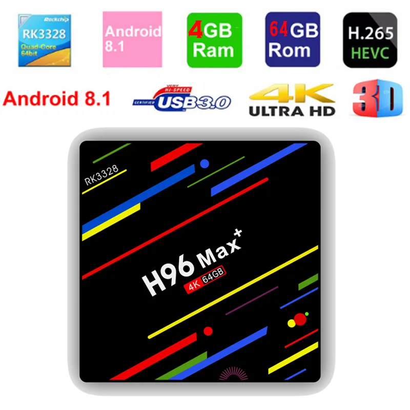 Android tv Box H96 Max Plus ОС 8 1 4G 32G 64G RK3328 четырехъядерный 2 wifi Smart USB 3 0 H.265 4K