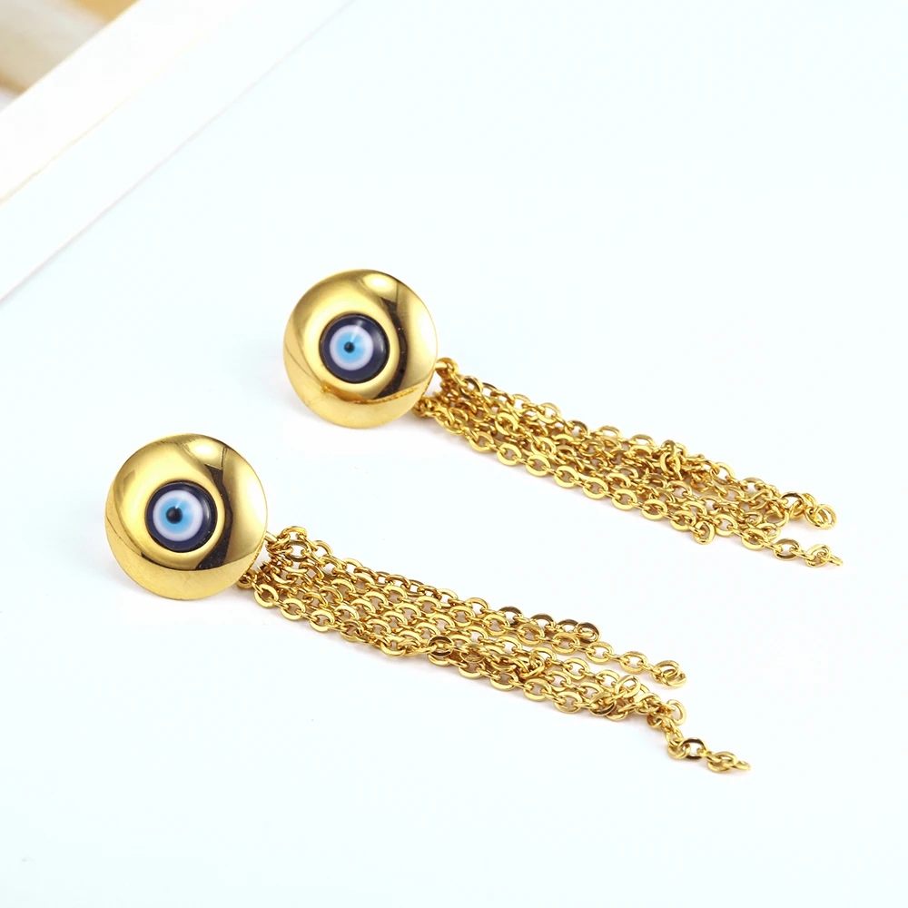 Женские серьги-гвоздики OUFEI Evil Eyes серьги из нержавеющей стали с кисточками модные