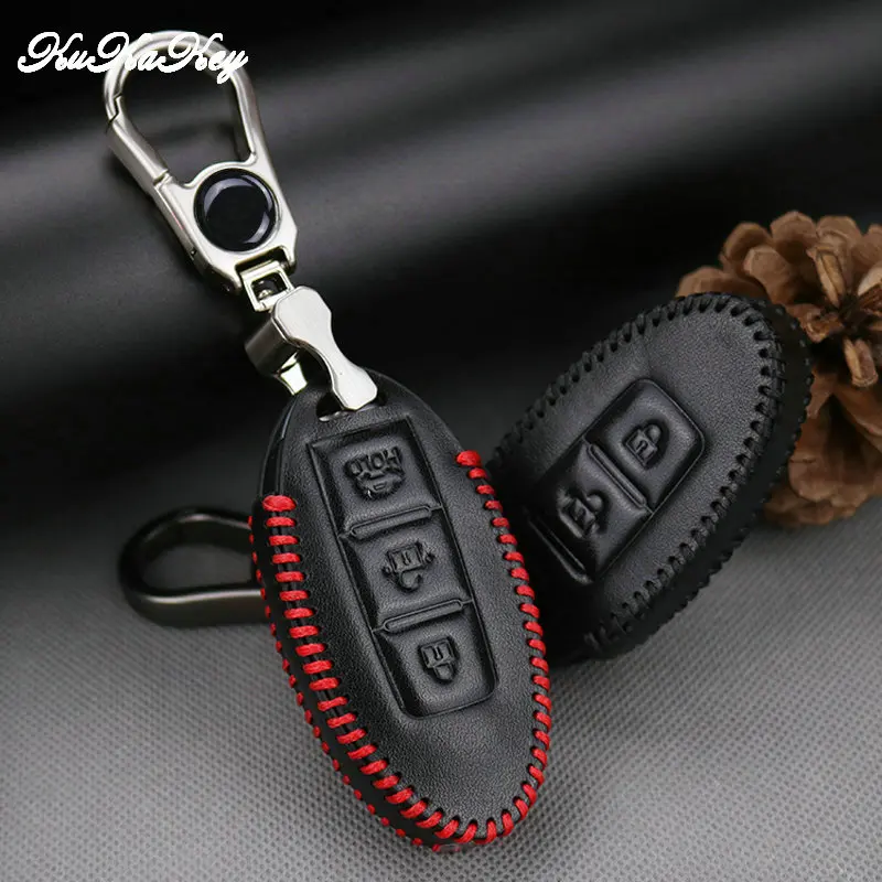 KUKAKEY Кожаный Автомобильный ключ сумка для Nissan Teana Tiida Sylphy Sunny Qashqai Skyline Juke Alissa X TRA