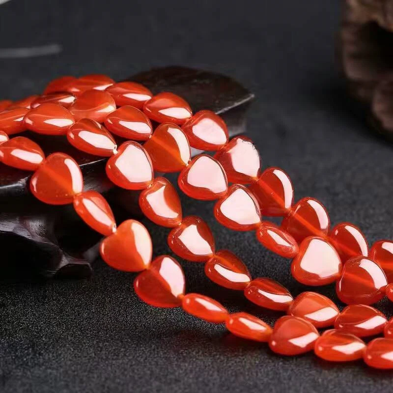 

Natural Heart Red Agate Semi-finished Loose Beads For Jewelry DIY Bracelet Beads Fine Jewelry Beads strand 15'' Drop Shipping