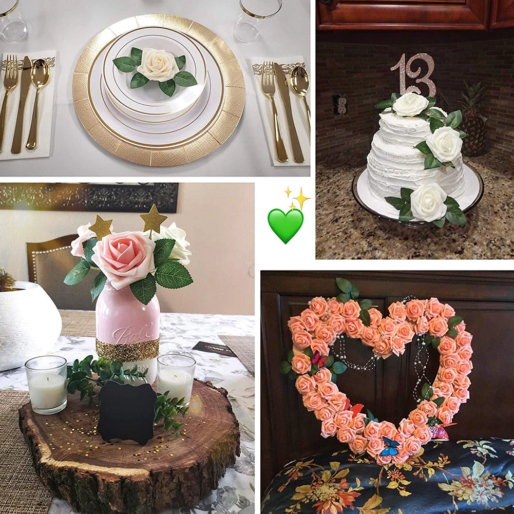 60 шт. искусственные листья розы поддельные растения для свадебных букетов