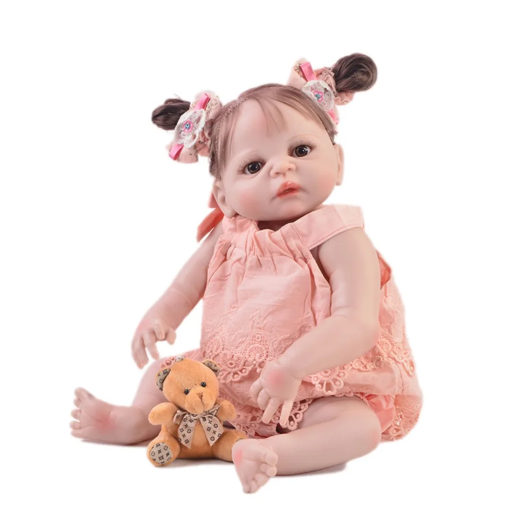 Новый стиль 23' 57 см Reborn baby girl полный силиконовый корпус куклы реалистичные дети