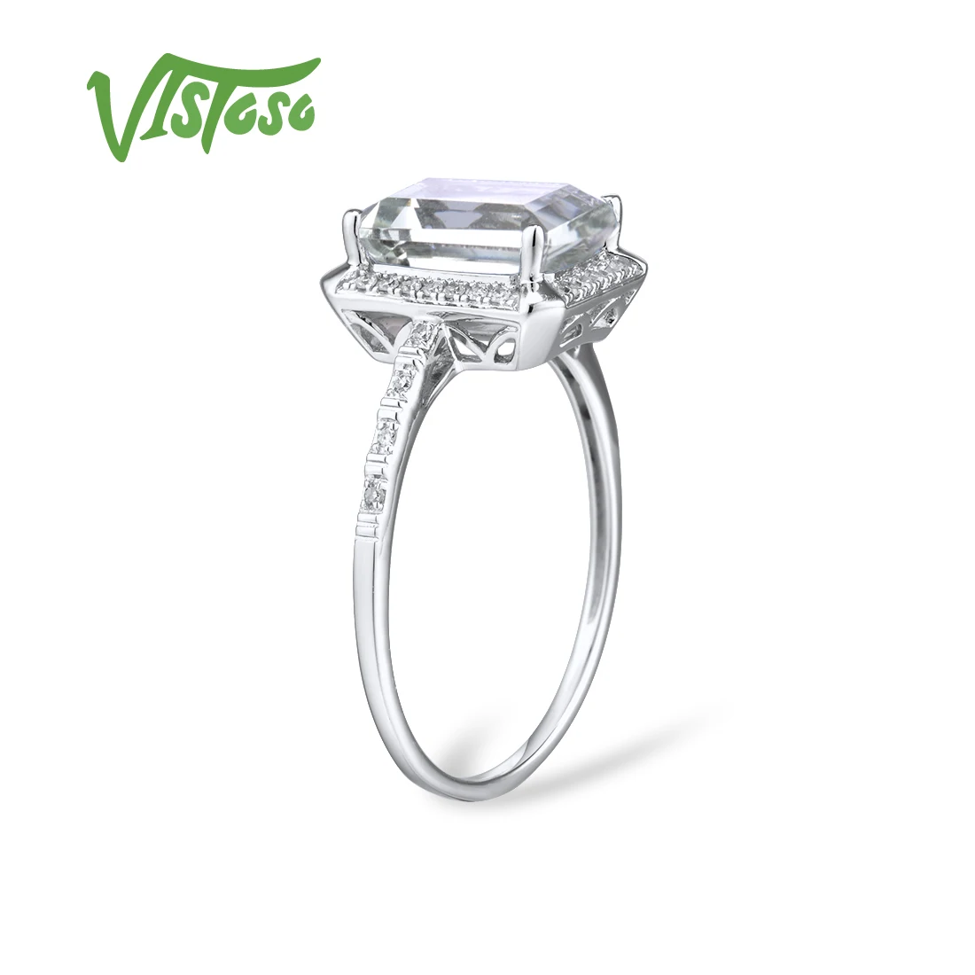 VISTOSO 14 K 585 кольца из белого золота для женщин Блестящий Алмаз лимпид Небесно-Голубой Топаз/Зеленый Аметист юбилей классические ювелирные изделия