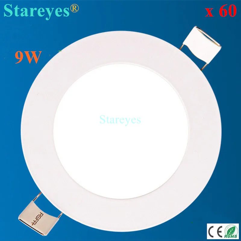 

Free shipping 60 pcs Round led panel light 9W 810LM AC90-265V 2835 SMD spotlight bulb lamp downlight ceiling light Lighting