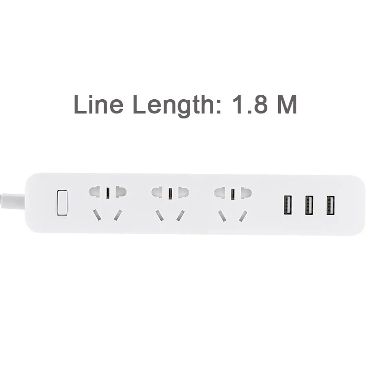 Оригинальная умная розетка для Xiaomi Mi, портативный адаптер с 3 usb-портами, многофункциональная умная Домашняя электроника - Цвет: 180cm White