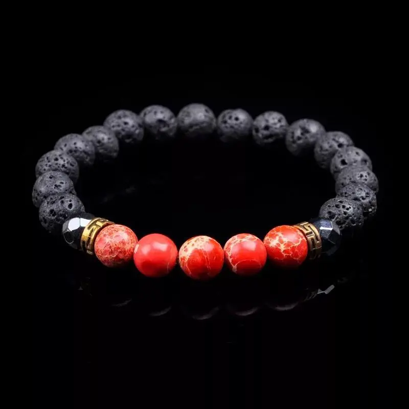 Дропшиппинг очаровательный черный браслет из натурального лавового камня для