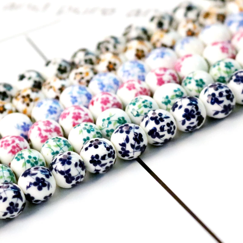 

Hot Sale 200pcs/lot 10mm Colorful personality Round Shape ceramic Porcelain beads For Handmade Diy Jewelry Making Wholsale