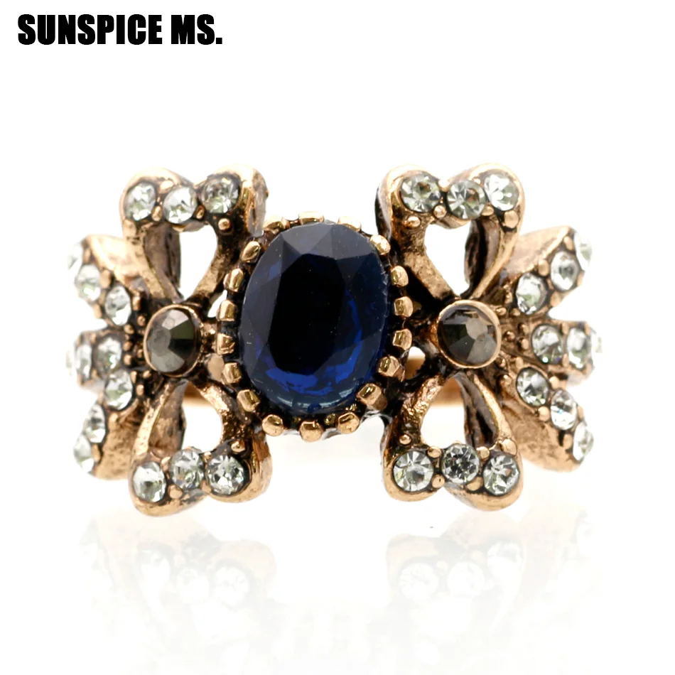 Женское Винтажное кольцо SUNSPICE MS. турецкое античное Золотое полимерное на палец