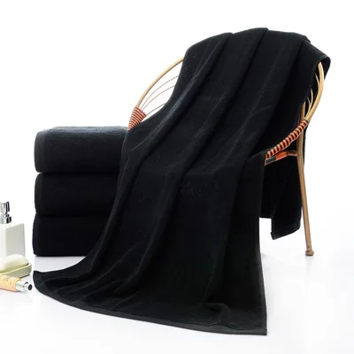 

New Solid Black 100% Cotton Face Towels Hand Towel Bath Towels for Adults Beach Towel Hotel 2 sizes 70*140cm /35*75cm