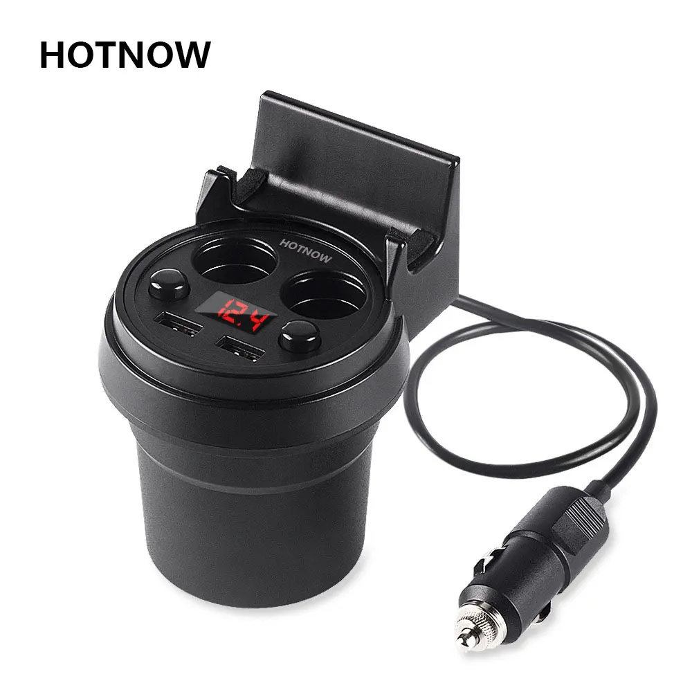 5V 3.1A устройство для автомобиля с двумя портами USB Зарядное устройство и прикуриватель адаптер с светодиодный дисплей Быстрая Зарядное устройство для iPhone для samsung Unviersal Портативный
