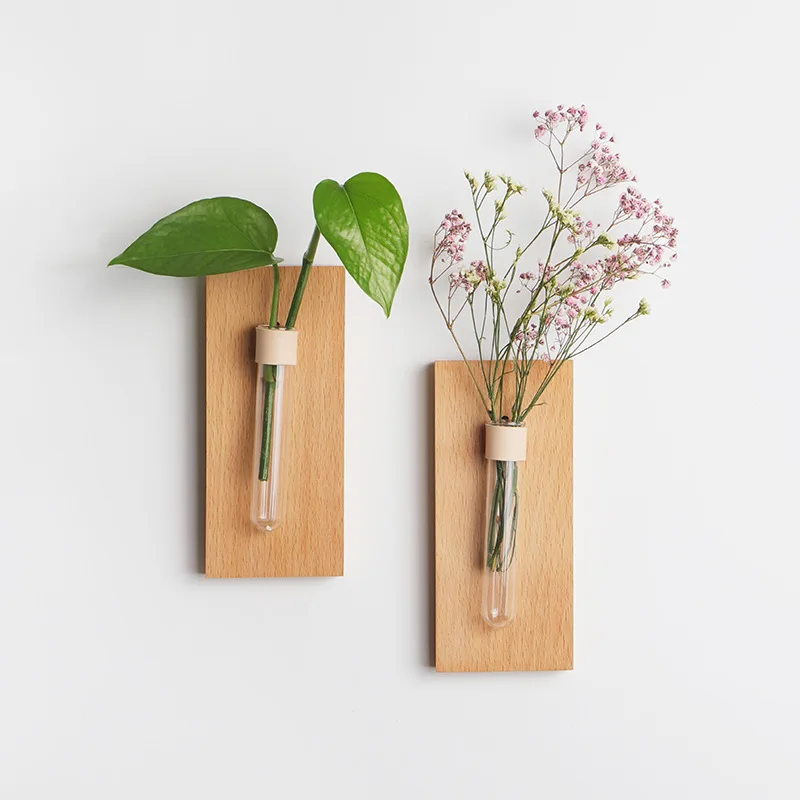 Terrarium Plant Vase Creative Wooden Wall-mount Flower Home Decoration Accessories Wall | Дом и сад