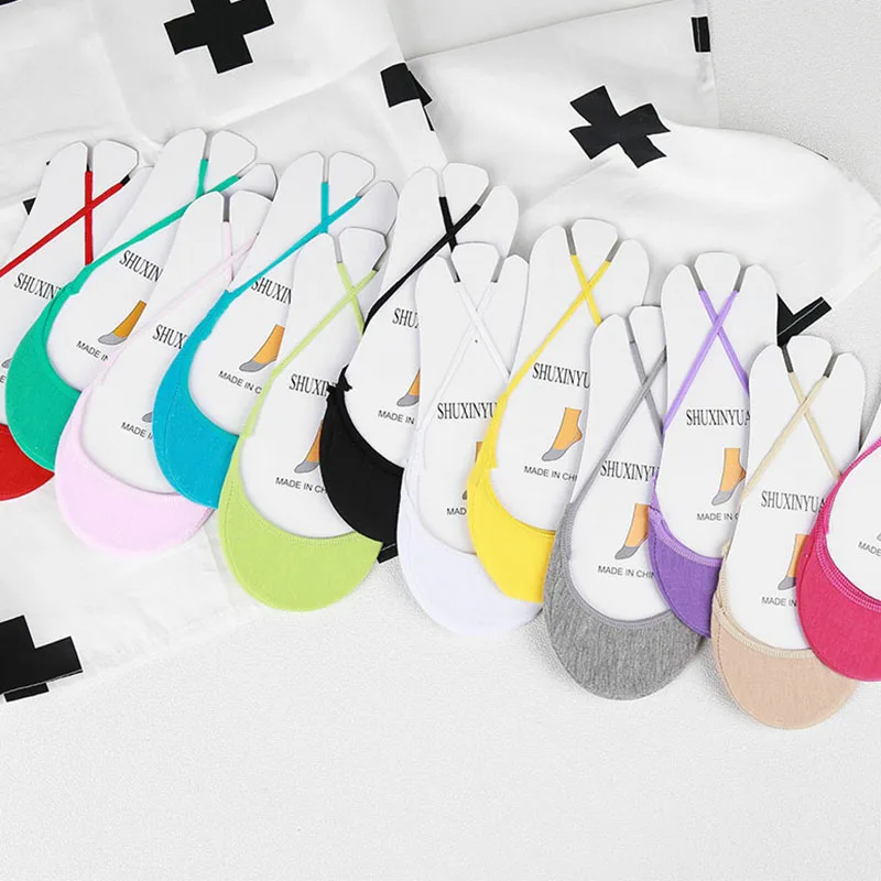 Носки женские хлопковые винтажные невидимые однотонные забавные дышащие