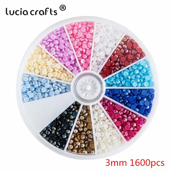 Lucia crafts мульти вариант Смешанные 12 AB цвета искусственный жемчуг полукруглый плоский задний украшения для самодельного изготовления материалы F1101 - Цвет: 3mm 1600pcs