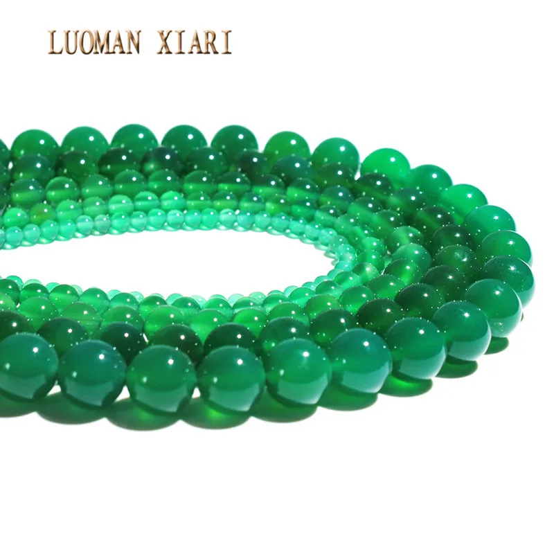 Бусины из драгоценных камней натуральные круглые бусины AAA + зеленого агата