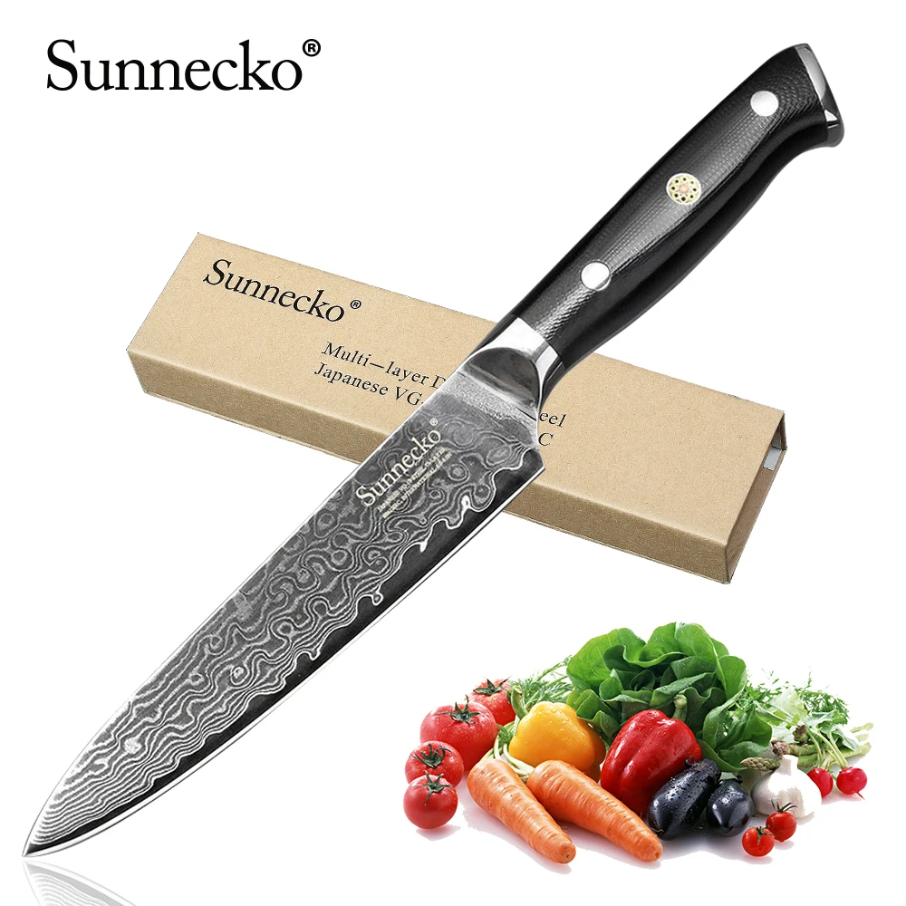 SUNNECKO 5 шт. Кухня Набор ножей японский VG10 Дамаск Сталь шеф-повар коммунальные Santoku