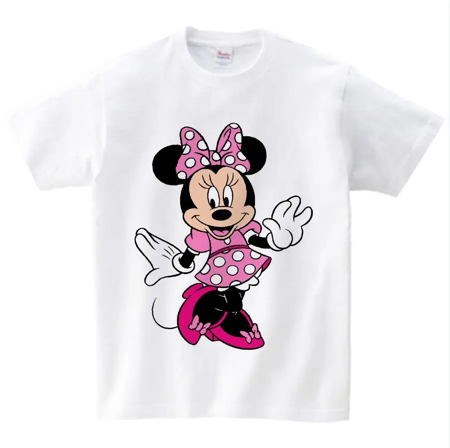 White childreT-shirt Милая футболка с Минни Маус для девочек Детская летняя футболка с короткими рукавами детская футболка из хлопка футболки с круглым вырезом для мальчиков с Микки Маусом - Цвет: White childreT-shirt