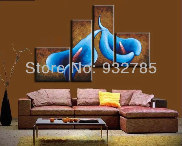 Лилия синяя Калла современная абстрактная картина маслом ручной работы большого