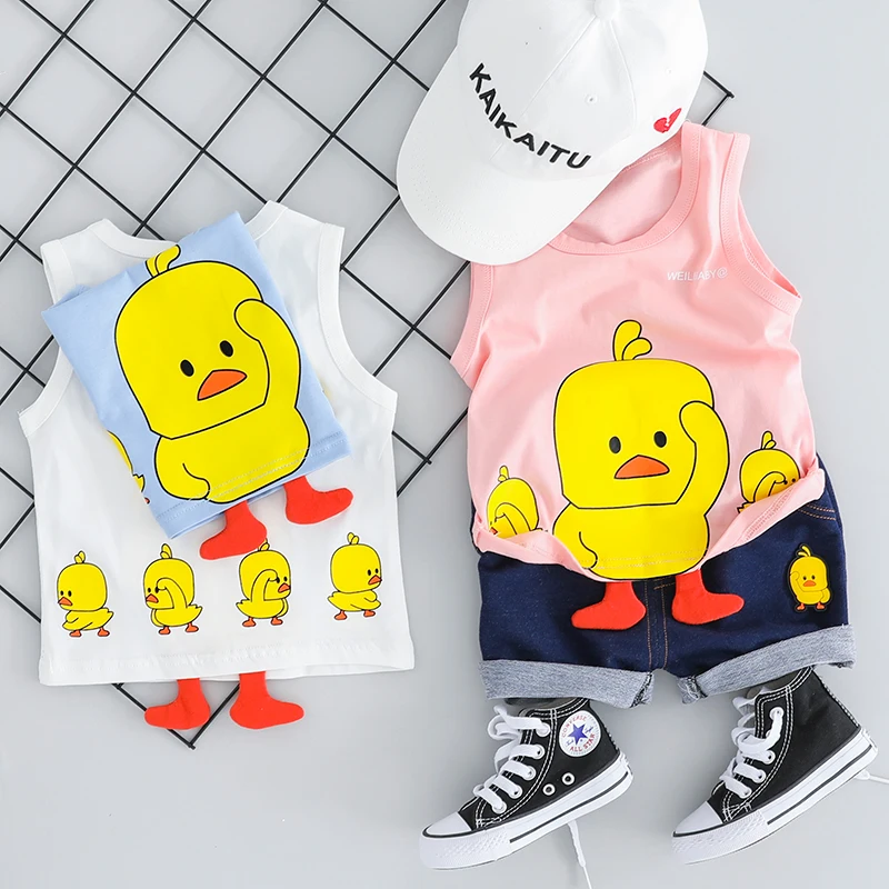 Комплекты летней одежды для маленьких мальчиков и девочек детские костюмы