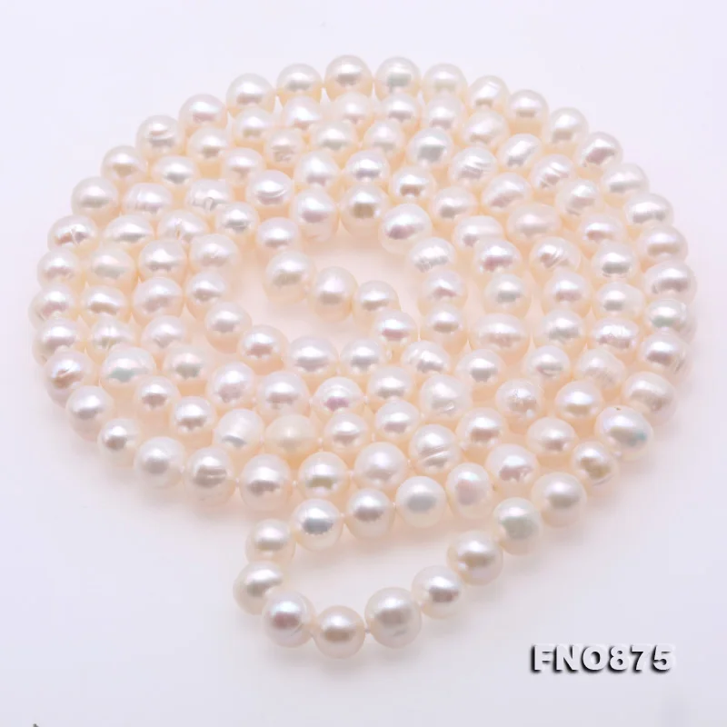

Long Pearl Jewellery 47inches 9-10mm White Color Natural Freshwater Pearl Necklace