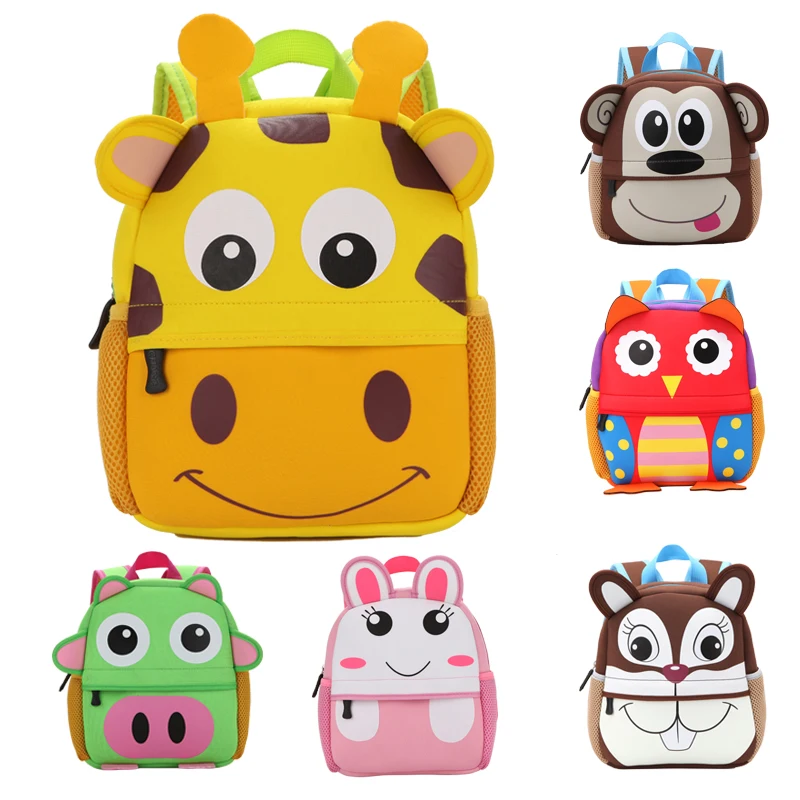 Рюкзак для мальчиков и девочек, из неопрена, с 3D изображением животных, для детского сада, 2021