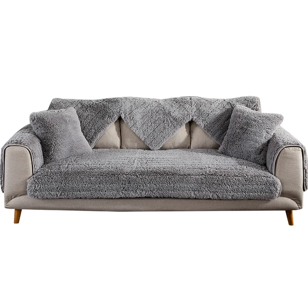 Высококачественные длинные бархатные одноцветные теплые чехлы для диванов