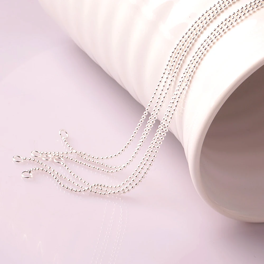 Модное серебряное ожерелье 1,2 мм на шариковой цепочке с жемчугом для женщин длиной от 16 до 24 дюйма, на выбор.