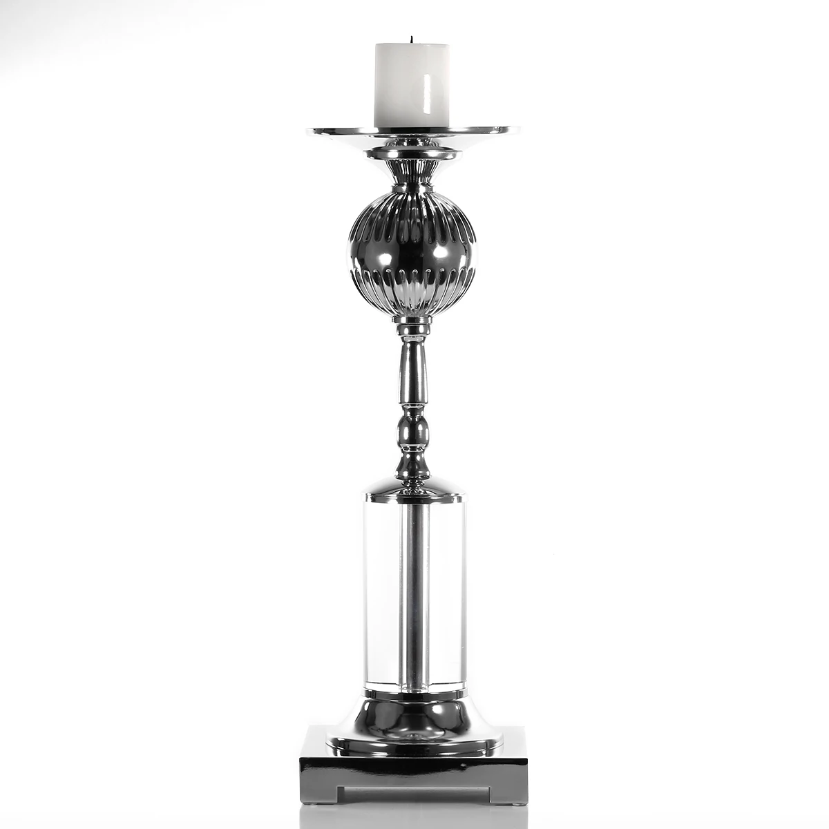 Хрустальный подсвечник (серебристый) с серебряной отделкой идеальный подарок