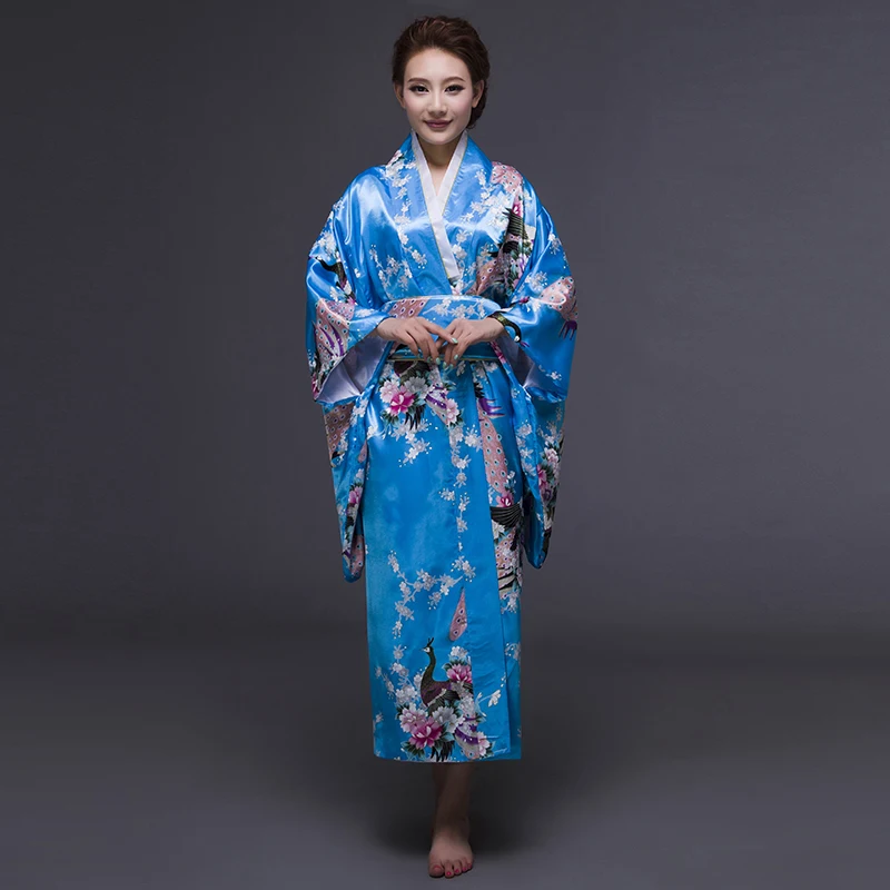 Женский японский классический костюм банный халат с длинным рукавом японское