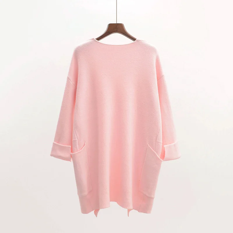H. SA весна осень длинный свитер и кардиганы для женщин V образным вырезом свободные Джемперы пончо длинное вязаное пальто теплая зимняя одежда