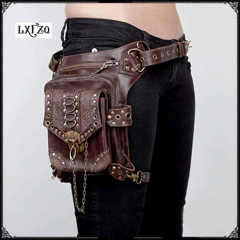 Dij кобура Beschermd кошелек Schouder рюкзак lederen vrouwen tas carteras mujer Steampunk dij Motor been Outlaw | Поясные сумки -32819853947