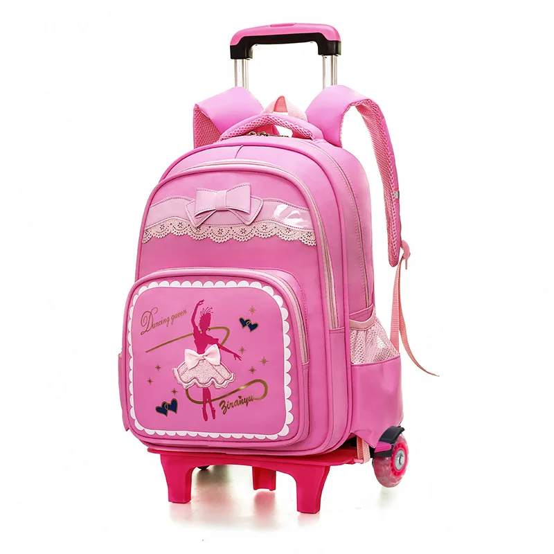 

2018 Removable Trolley Backpack Kids Wheels Children school bags Girls Kids travel luggage book bag Schoolbag Mochilas Escolares