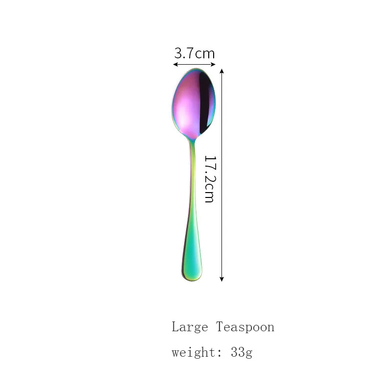 No.9 Big Teaspoon Набор радужных столовых приборов из нержавеющей стали столовая посуда набор серебряных приборов столовый нож и вилка Прямая поставка - Цвет: No.9 Big Teaspoon