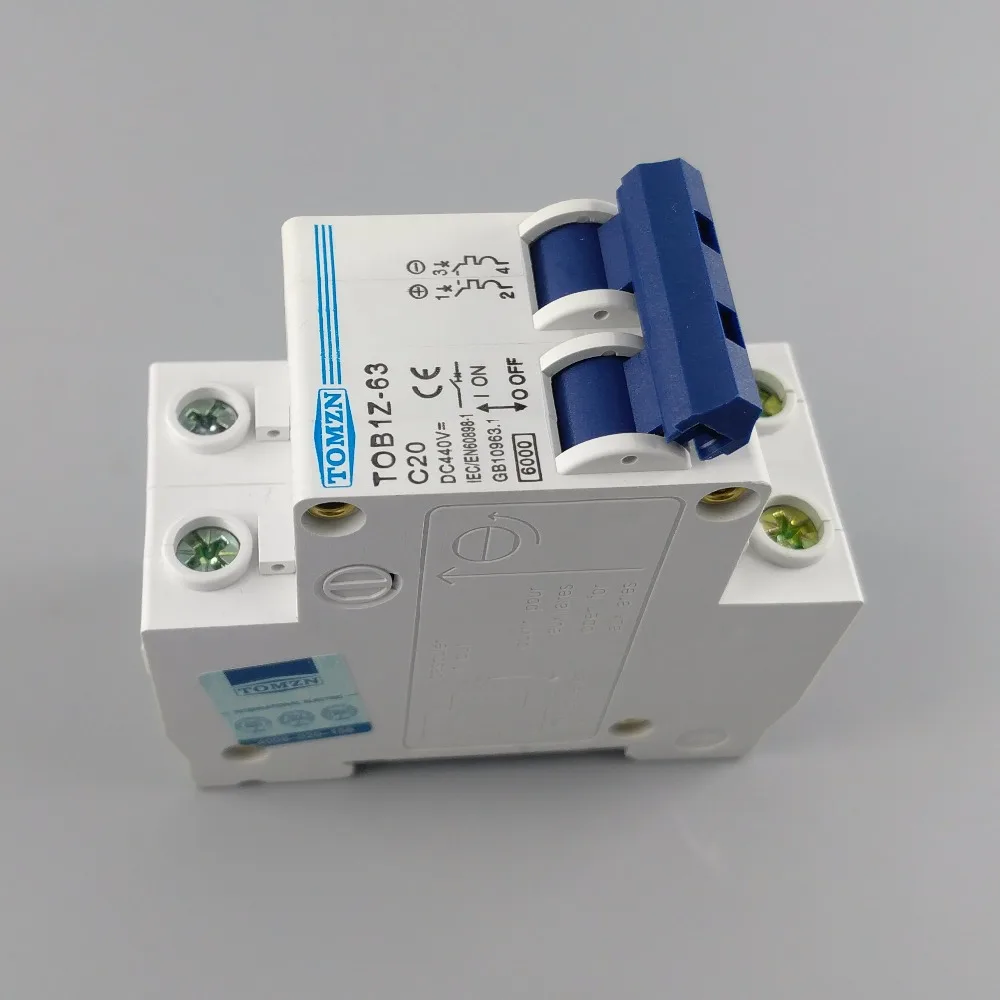 2P 20A DC 440V автоматический выключатель постоянного тока MCB C Кривая
