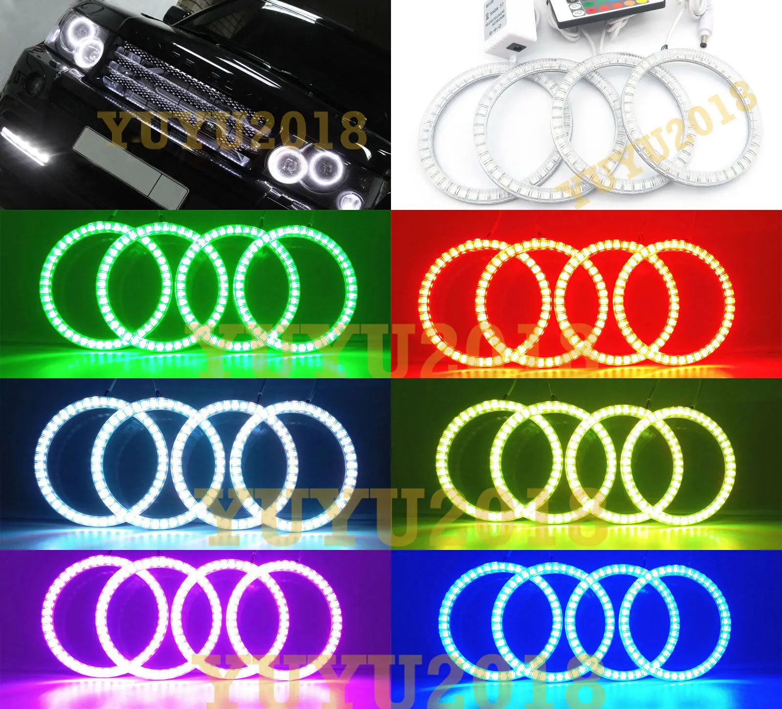 RGB Halo кольца подходят для Land Rover Range 2006 2007 2008 2009 ксеноновые фары автомобиля