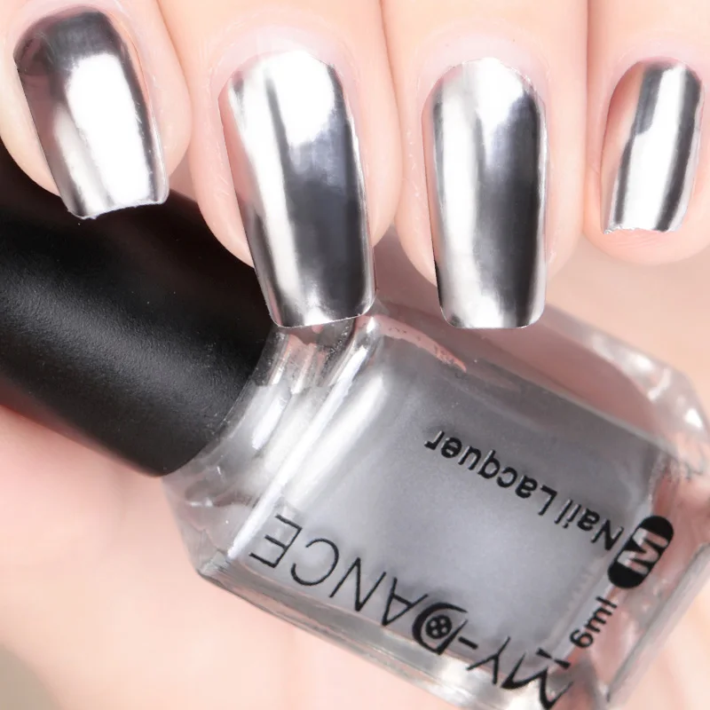 6 мл зеркальный эффект металлик лак для ногтей Пурпурная роза Золото Серебро Хром