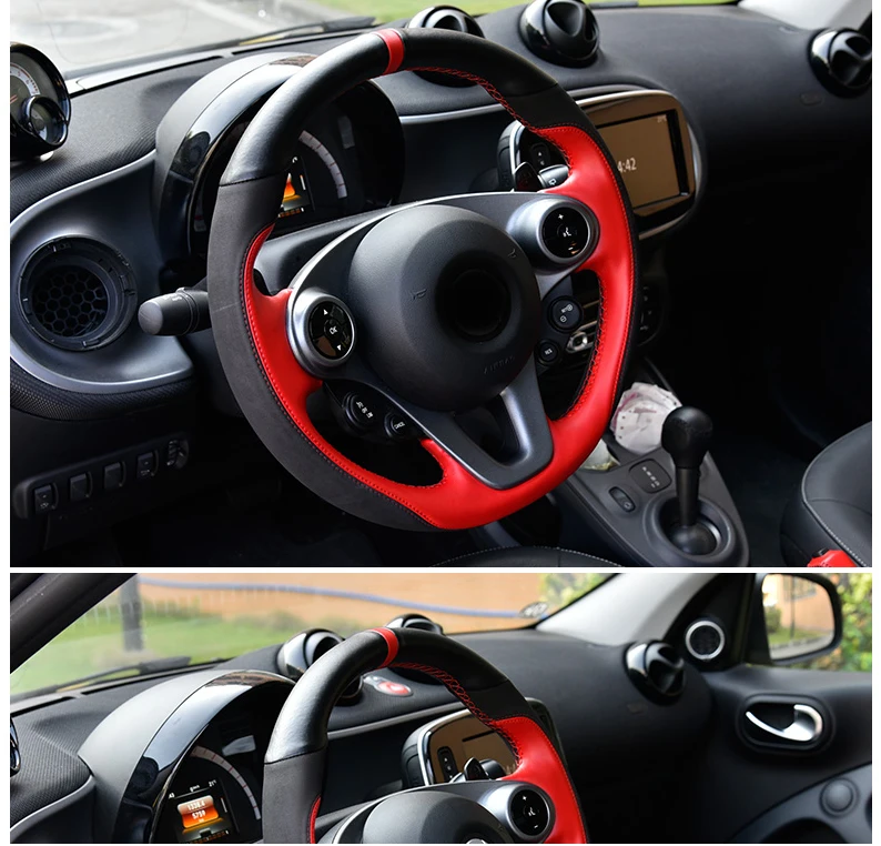 Lsrtw2017 Хомут кожаный чехол рулевого колеса автомобиля для smart fortwo w453 c453 a453
