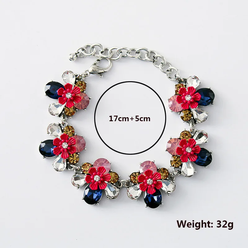 

2017 ALULU new design vintage flower crystal bracelets & bangles Charm Bracelets Chain Lobster Jewelry for Women BR517