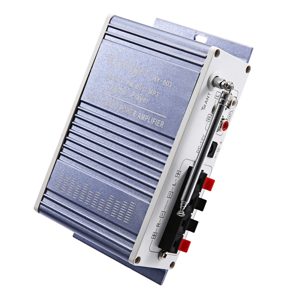 Kentiger HY-603 Mini Portable Wireless HiFi Stereo Power Digital Amplifier with FM IR Control MP3 USB Playback for DC 12V | Электроника