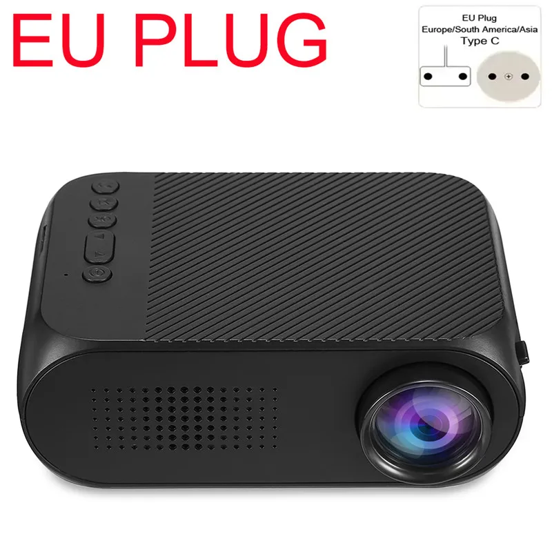 Black YG320 EUplug Exquizon YG320 PK YG300 светодиодный lcd Портативный проектор 3,5 мм 320x240 HDMI USB Mini YG320 обновленный YG300 проектор домашний медиаплеер - Цвет: Black YG320 EUplug