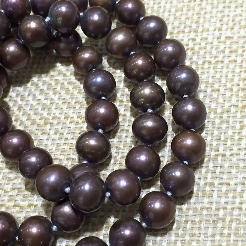 fine jewelry set brown color good quality perfectly round 100% natural Cultured freshwater pearls Classic necklace choker | Украшения и