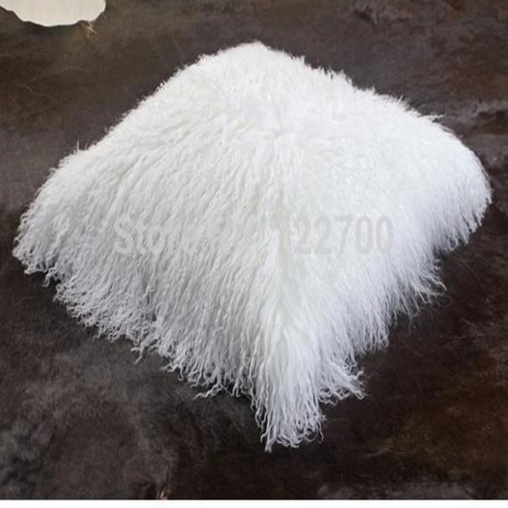 

Double sides Tibetan Lamb Fur Cushion Cover White Real Mongolian Fur Pillow Decorative Pillowcase Capa De Almofada 12"x20"