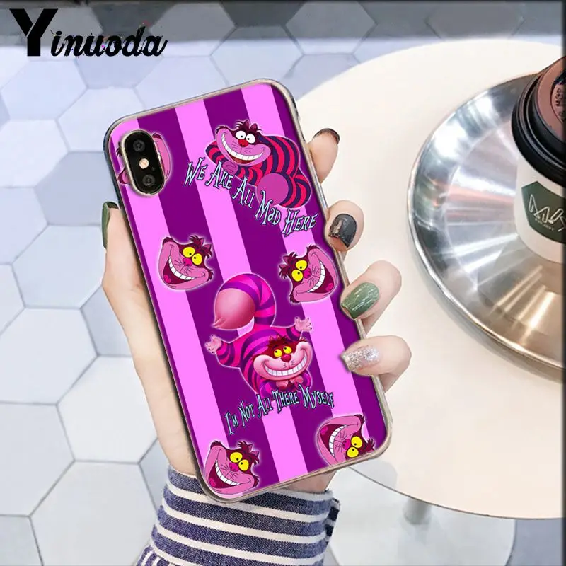 Yinuoda Чеширский кот мы все в фиолетовом и розовом DIY чехол для телефона для Apple iPhone 8 7 6 6S Plus X XS MAX 5 5S SE XR