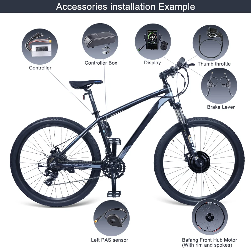 Bafang 48V 500W передний ступичный узел бесщеточный вентилятор постоянного тока Бесщеточный Шестерни велосипедный комплект для переоборудования электрического велосипеда для 20 26 27,5 700c дюймов привод двигателя